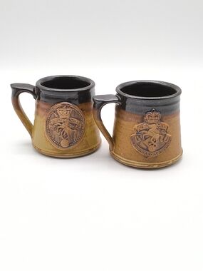 Vintage Stonebridge Pottery REME Stoneware Beer Mugs Set of 2 – Made in England
